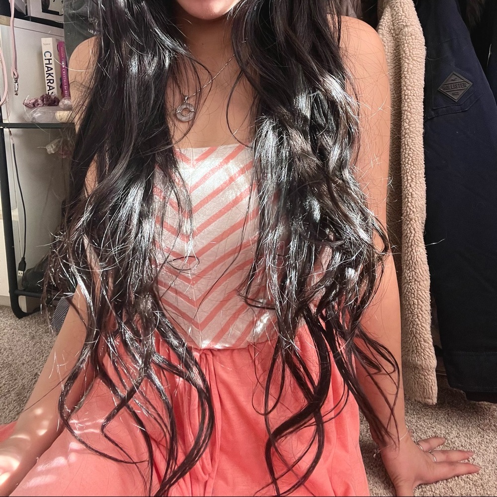 ♡ Peach / Coral Chevron Maxi Dress ♡